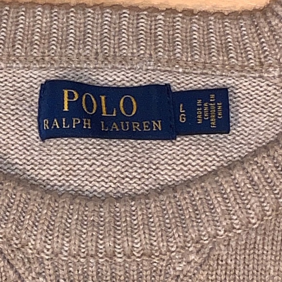 Polo Ralph Lauren Men's Sweater Cotton Tan Brown Beige Khaki Large L Excellent - Picture 4 of 9